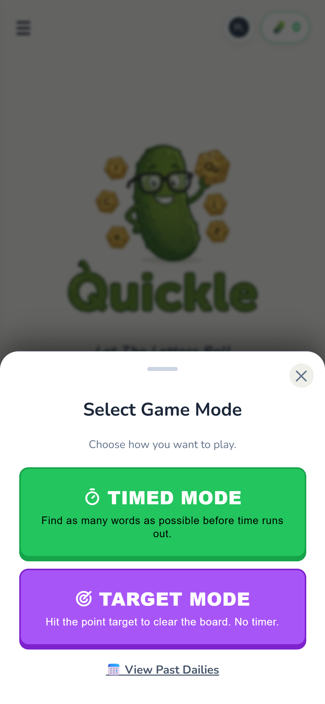 Quickle Modes and Daily Challenge
